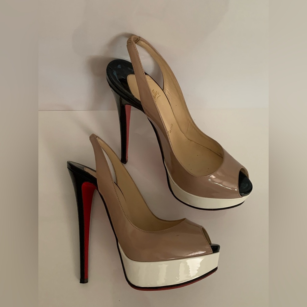 CHRISTIAN LOUBOUTIN Lady Peep Slingback size 36.5